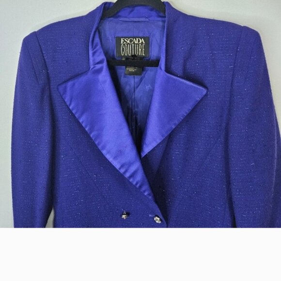 VTG ESCADA Couture Purple Hourglass Blazer Sz 8 Party Event Vintage - Picture 2 of 12